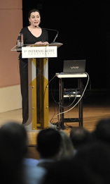Sara James presenting photo